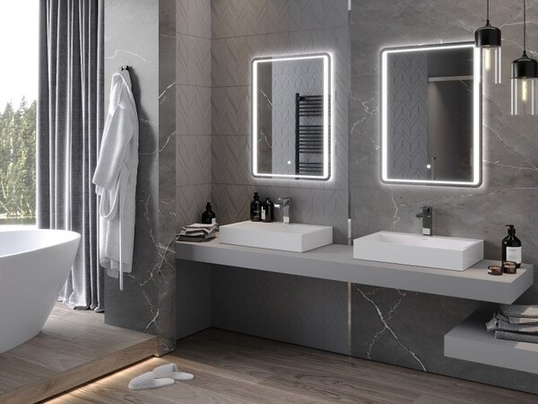 Mexen Zusa 60 x 80 cm-es, LED 6000K, páramentesített fürdőszobai tükör - 9808-060-080-611-00