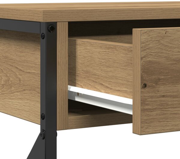 Konferenciához Asztal Kézműves Tölgy 100x28x75 cm Mérnöki Fa és Acél
