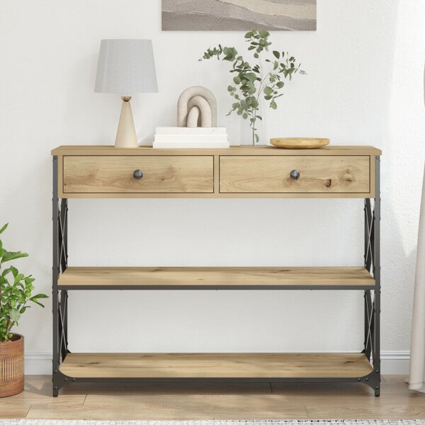 Konferenciához Asztal Kézműves Tölgy 100x28x75 cm Mérnöki Fa és Acél