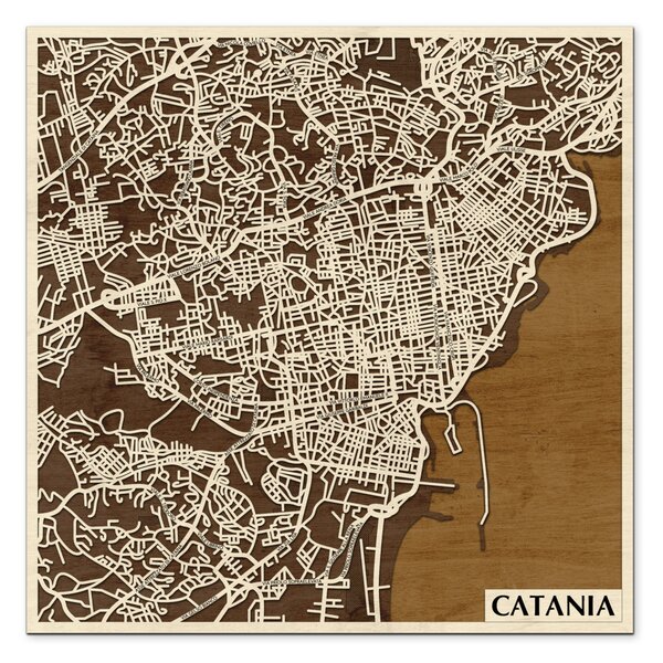 Catania 3D fa várostérkép fali dekoráció – Natura Products