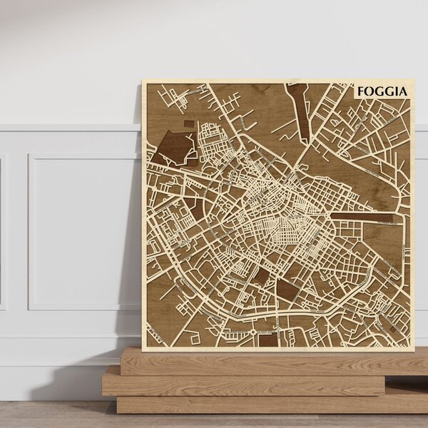 Foggia 3D fa várostérkép fali dekoráció – Natura Products