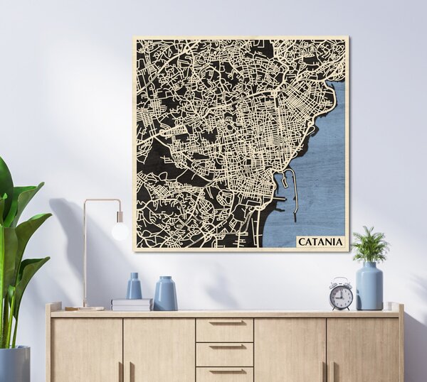 Catania 3D fa várostérkép fali dekoráció – Natura Products