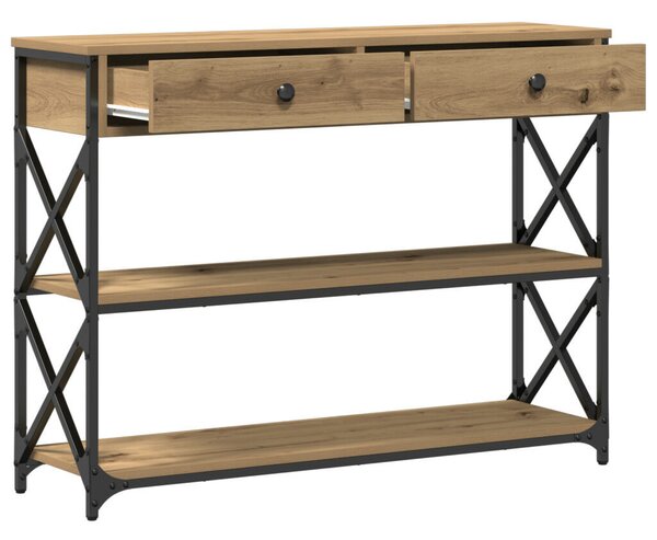 Konferenciához Asztal Kézműves Tölgy 100x28x75 cm Mérnöki Fa és Acél