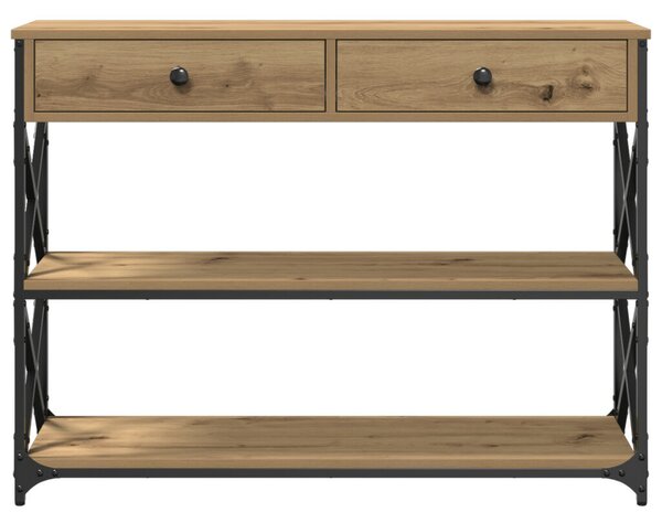 Konferenciához Asztal Kézműves Tölgy 100x28x75 cm Mérnöki Fa és Acél