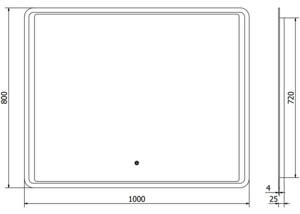 Mexen Zusa megvilágított fürdőszobai tükör 100 x 80 cm, LED 6000K, párásodásgátló - 9808-100-080-611-00