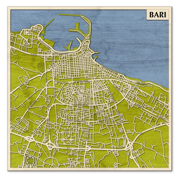 Bari 3D fa várostérkép fali dekoráció – Natura Products