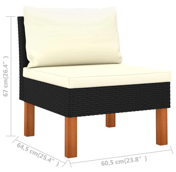 VidaXL 4 részes fekete polyrattan kerti ülőgarnitúra párnákkal
