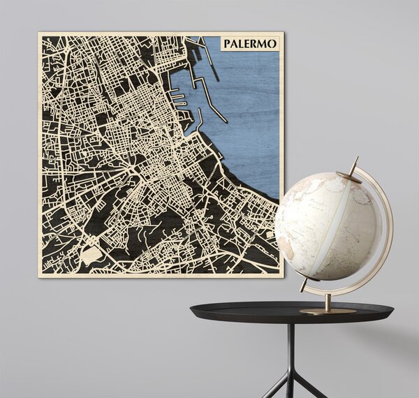Palermo 3D fa várostérkép fali dekoráció – Natura Products