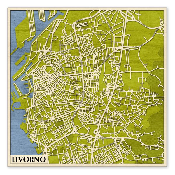 Livorno 3D fa várostérkép fali dekoráció – Natura Products