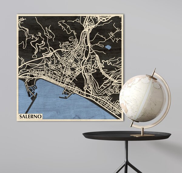 Salerno 3D fa várostérkép fali dekoráció – Natura Products