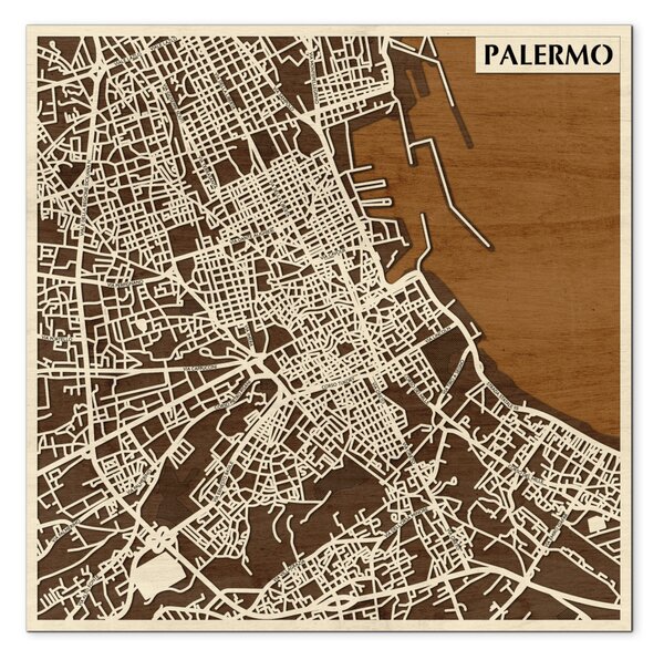 Palermo 3D fa várostérkép fali dekoráció – Natura Products