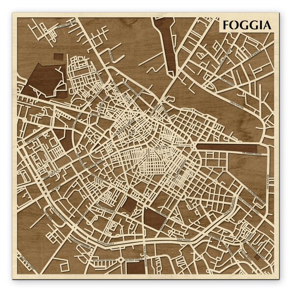 Foggia 3D fa várostérkép fali dekoráció – Natura Products