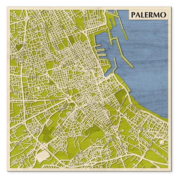 Palermo 3D fa várostérkép fali dekoráció – Natura Products