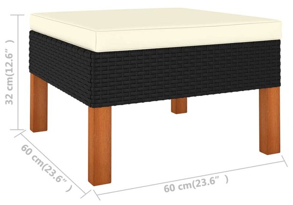 VidaXL Polyrattan Kerti Ülőgarnitúra - 6 részes - Fekete
