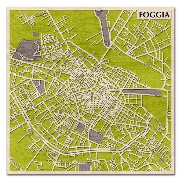 Foggia 3D fa várostérkép fali dekoráció – Natura Products