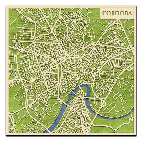 Córdoba 3D fa várostérkép fali dekoráció – Natura Products