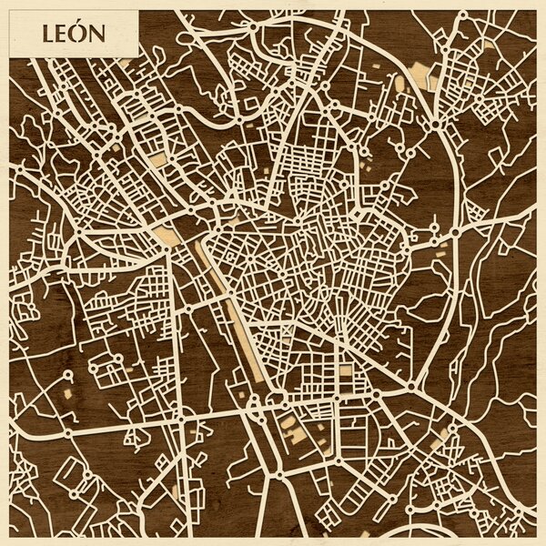 León 3D fa várostérkép fali dekoráció – Natura Products