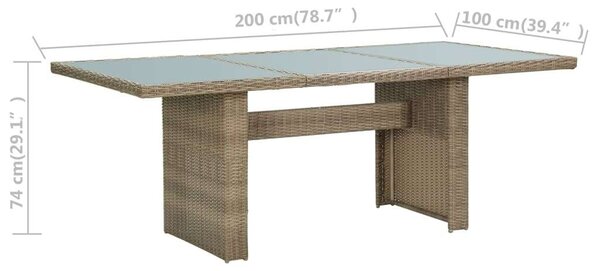 VidaXL 7 részes barna kültéri polyrattan étkezőgarnitúra