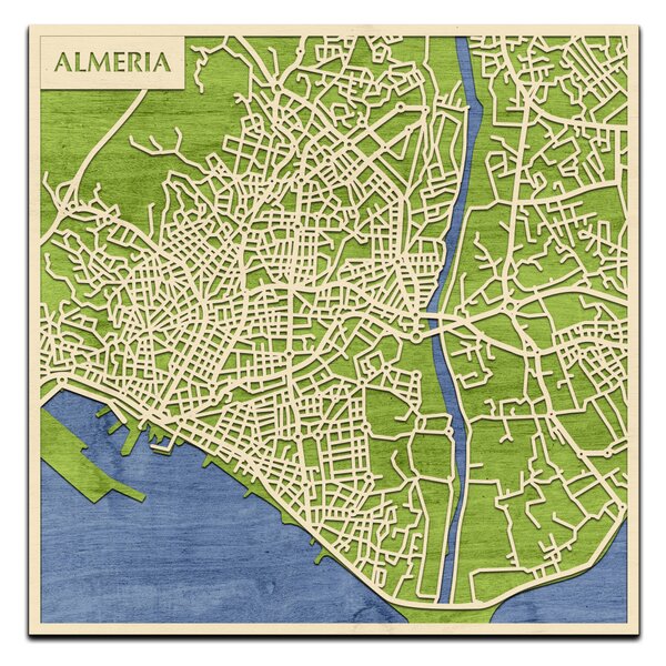 Almería 3D fa várostérkép fali dekoráció – Natura Products