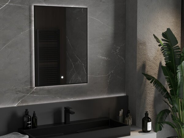 Mexen Erma 60 x 80 cm-es, LED 6000K, páramentes, fekete keretes fürdőszobai tükör - 9814-060-080-611-70