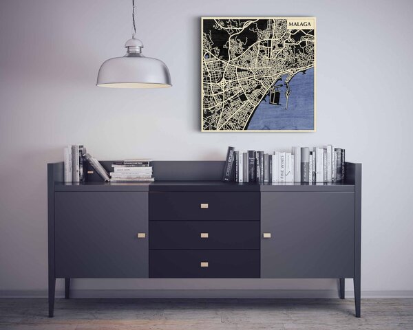 Málaga 3D fa várostérkép fali dekoráció – Natura Products