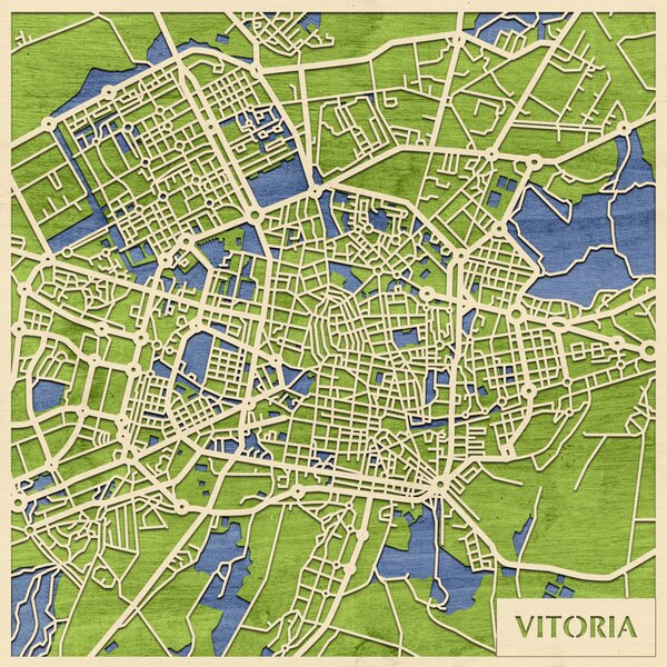 Vitoria-Gasteiz 3D fa várostérkép fali dekoráció – Natura Products