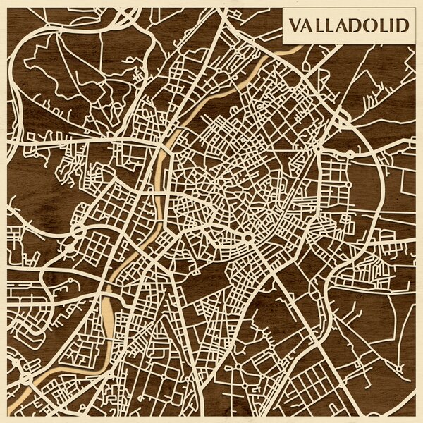 Valladolid 3D fa várostérkép fali dekoráció – Natura Products