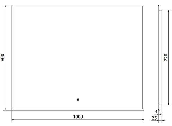 Mexen Erma LED-es, fűtött, 100 x 80 cm-es fürdőszobai tükör, 6000K, fekete keret - 9814-100-080-611-70