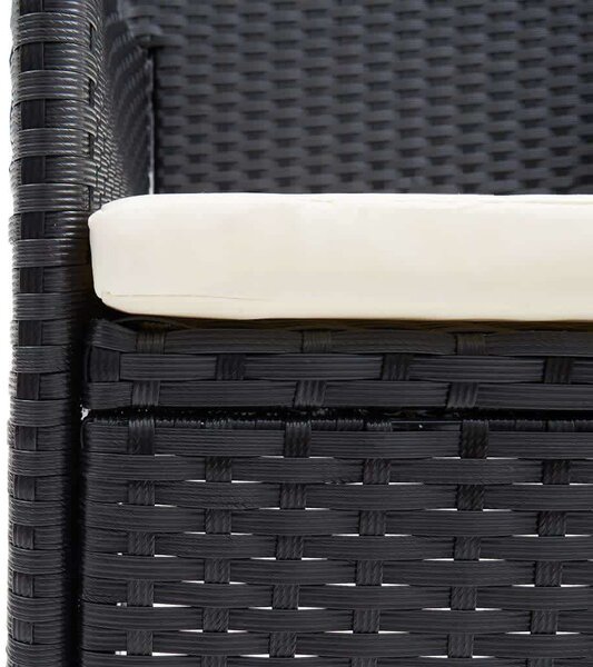 VidaXL - 3 részes Kerti Étkezőgarnitúra - Fekete Polyrattan