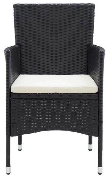 VidaXL - 3 részes Kerti Étkezőgarnitúra - Fekete Polyrattan