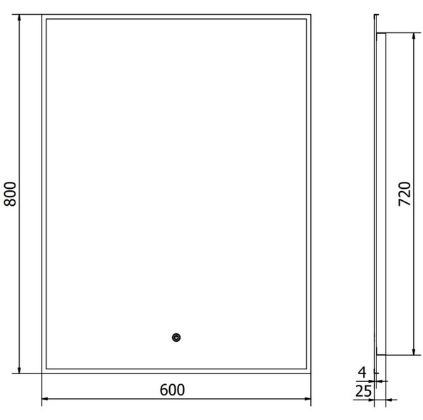 Mexen Erma 60 x 80 cm-es, LED 6000K, páramentes, fekete keretes fürdőszobai tükör - 9814-060-080-611-70