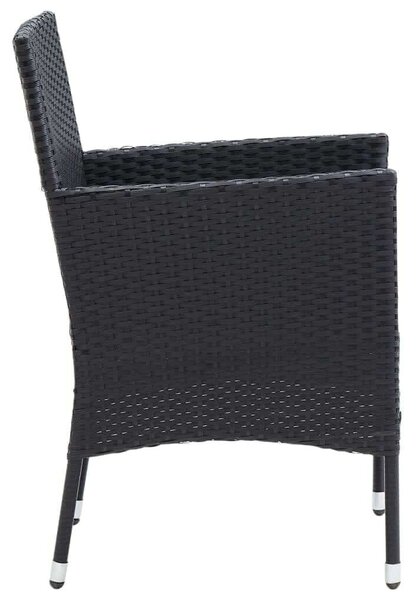 VidaXL - 3 részes Kerti Étkezőgarnitúra - Fekete Polyrattan
