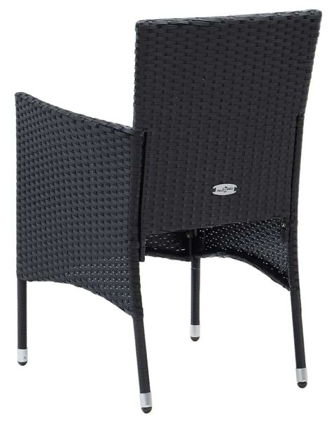 VidaXL - 3 részes Kerti Étkezőgarnitúra - Fekete Polyrattan