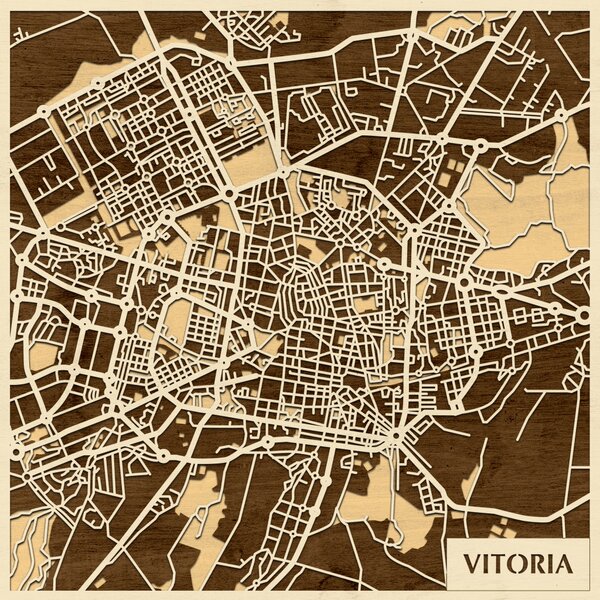 Vitoria-Gasteiz 3D fa várostérkép fali dekoráció – Natura Products