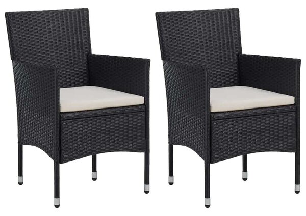 VidaXL - 3 részes Kerti Étkezőgarnitúra - Fekete Polyrattan