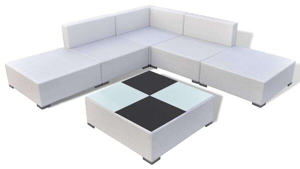 VidaXL Polyrattan Kerti Ülőgarnitúra - 6 részes, Fehér