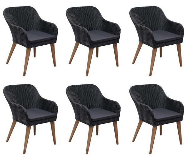 VidaXL 7 részes fekete polyrattan kerti étkezőgarnitúra