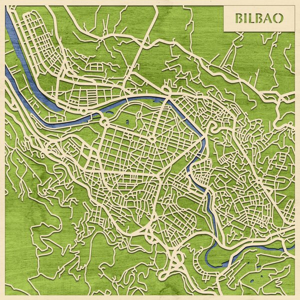 Bilbao 3D fa várostérkép fali dekoráció – Natura Products