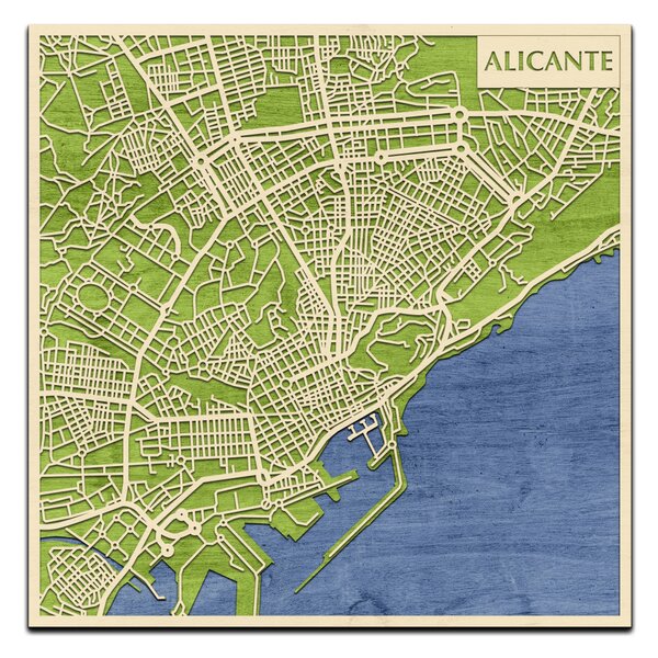 Alicante 3D fa várostérkép fali dekoráció – Natura Products