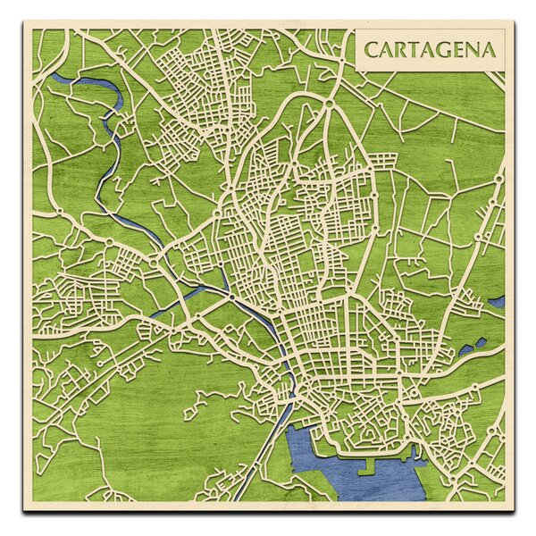 Cartagena 3D fa várostérkép fali dekoráció – Natura Products