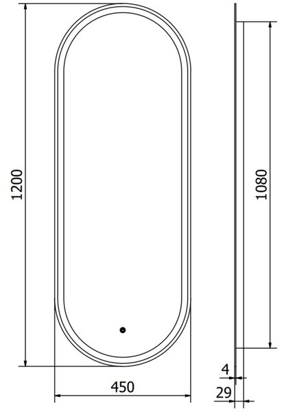Mexen Bono megvilágított fürdőszobai tükör 45 x 120 cm, LED 6000K, páramentesítő - 9816-045-120-611-00
