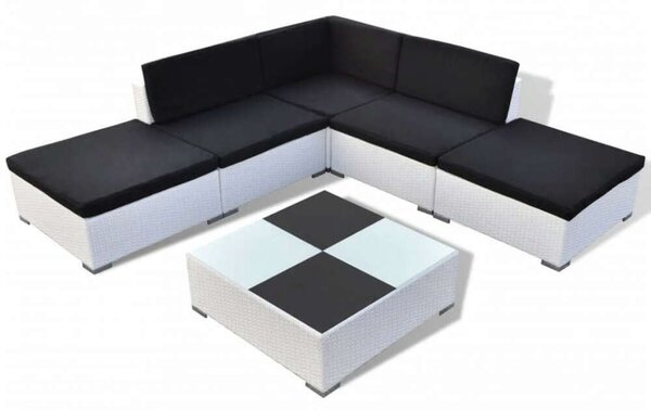 VidaXL Polyrattan Kerti Ülőgarnitúra - 6 részes, Fehér
