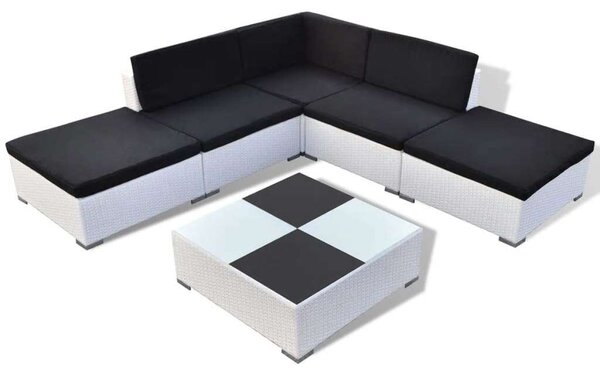 VidaXL Polyrattan Kerti Ülőgarnitúra - 6 részes, Fehér
