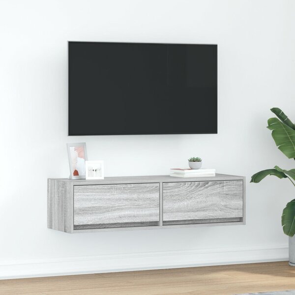 TV Szekrény Szürke Sonoma 100x31x25,5 cm Szerelt Fa