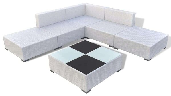 VidaXL Polyrattan Kerti Ülőgarnitúra - 6 részes, Fehér