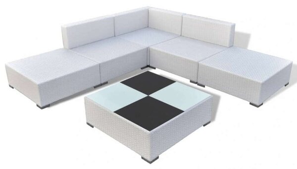 VidaXL Polyrattan Kerti Ülőgarnitúra - 6 részes, Fehér