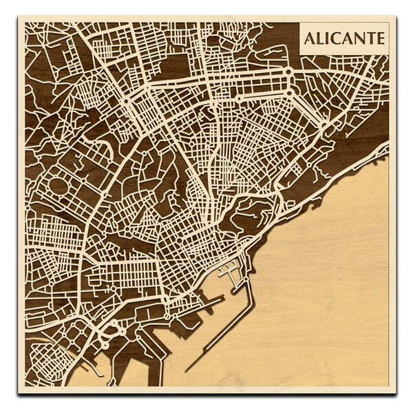 Alicante 3D fa várostérkép fali dekoráció – Natura Products