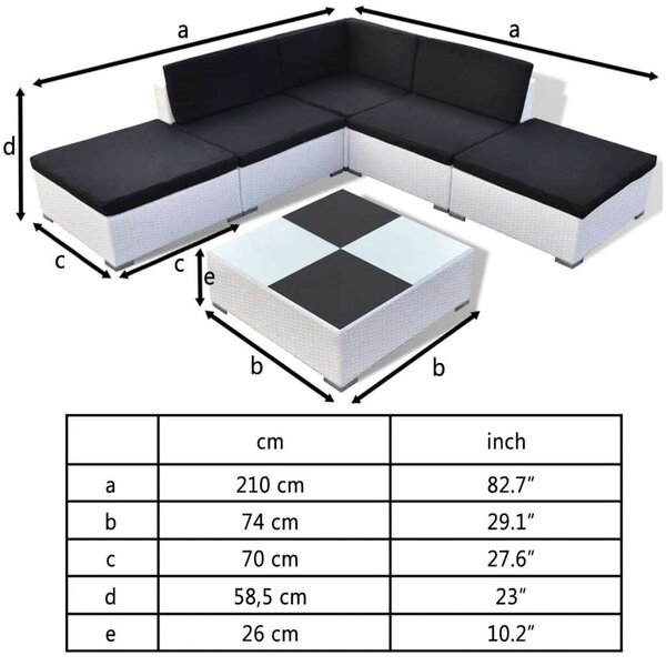 VidaXL Polyrattan Kerti Ülőgarnitúra - 6 részes, Fehér