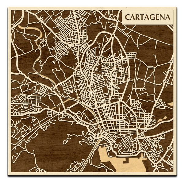 Cartagena 3D fa várostérkép fali dekoráció – Natura Products