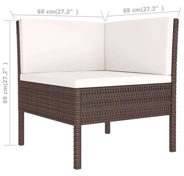 VidaXL 7 részes barna polyrattan kerti bútorszett párnákkal